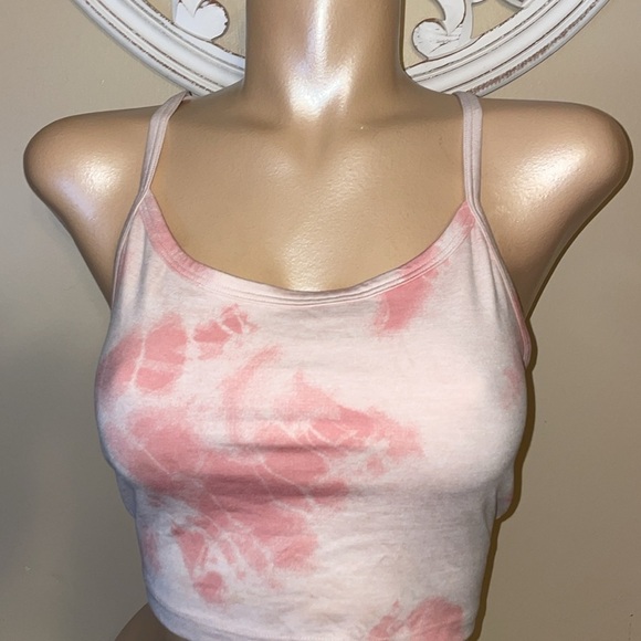 Aerie women’s large long line sports bra hugger Pink Tie-Dye Crop Top offline - Picture 2 of 7